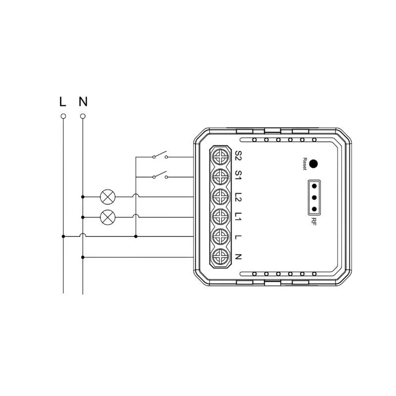 ANTIK Smart Mini 2 kanálový prepínací modul Zigbee s Neutrálom ATK-SEC02